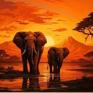 Sunset Safari Elephant Diamond Art Kit